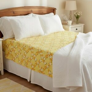 Vintage 60's / 70's Graphic Floral Double Flat Sheet